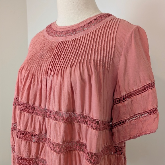 Free With Purchase Wilfred Blouse Coral Pleated Short Sleeve - Picture 9 of 10